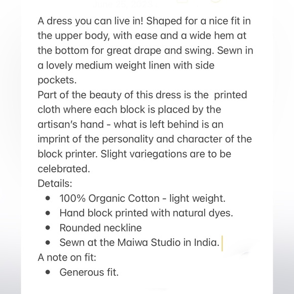 Maiwa Sleeveless Cotton Hand Block Printed Dress in Maroon & Navy | Size S - Picture 9 of 13